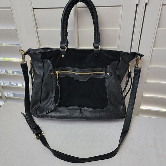 Moda Luxe Gray Tote Faux Leather Suede Purse Satchel - Picture 2 of 14